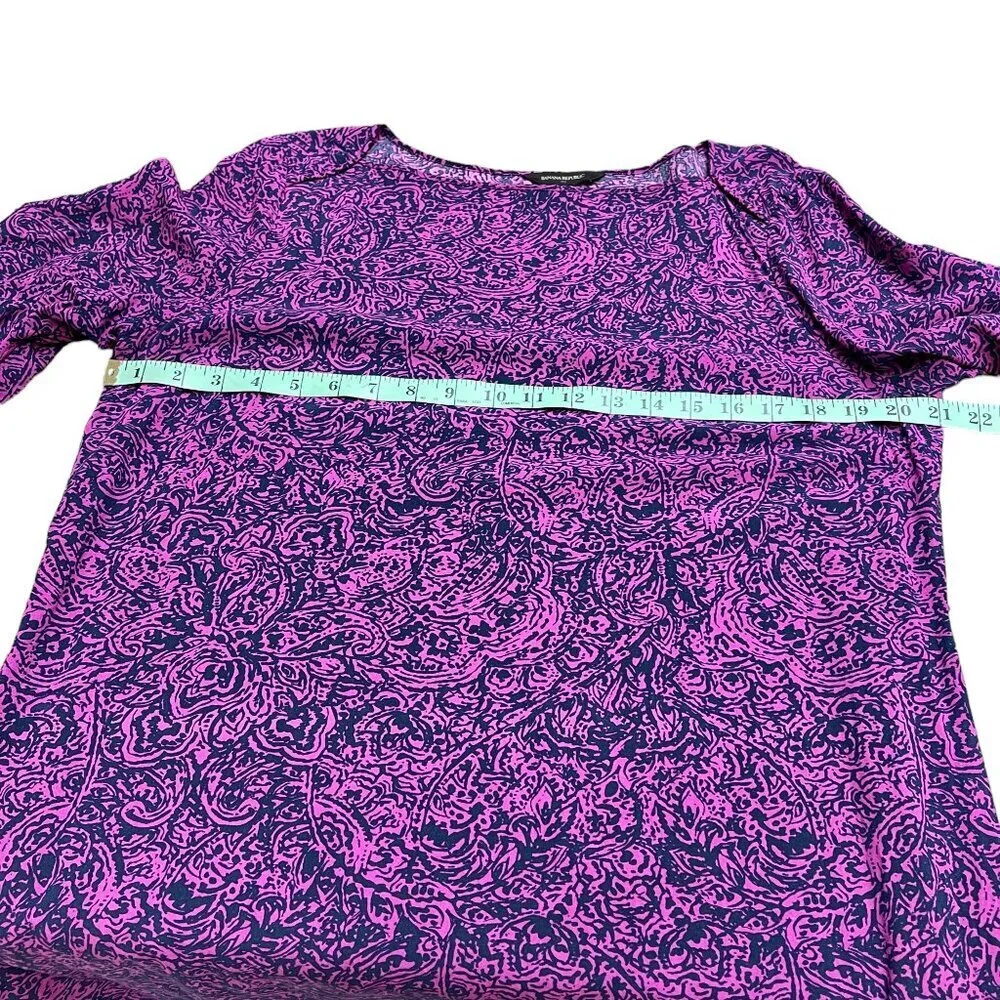 Banana Republic Women's Purple and Black Paisley & Floral Print Dress - Size L - Picture 8 of 13